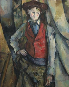  rouge Tableaux - Garçon dans un gilet rouge Paul Cézanne